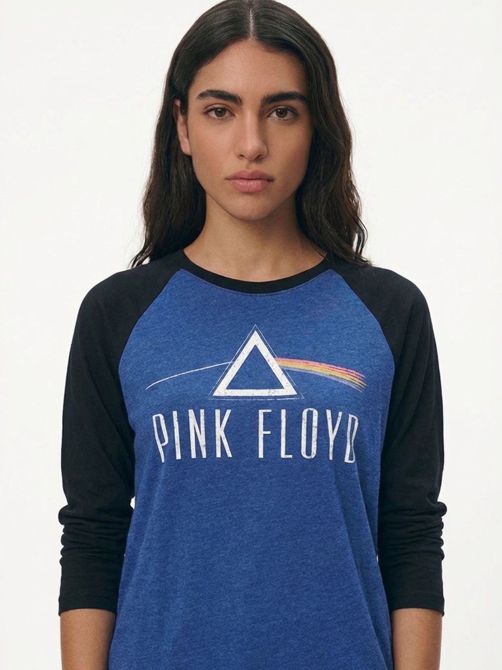 PINK FLOYD | Graphic Band Tee Raglan Long Sleeve Size Large Blue & Black